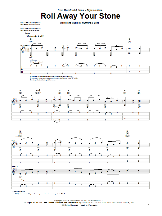 Download Mumford & Sons Roll Away Your Stone Sheet Music and learn how to play Lyrics & Chords PDF digital score in minutes