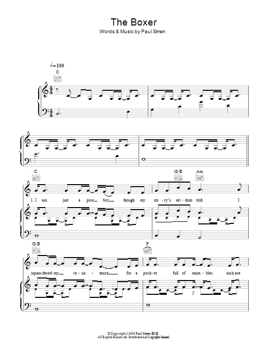 Download Mumford & Sons The Boxer Sheet Music and learn how to play Piano, Vocal & Guitar (Right-Hand Melody) PDF digital score in minutes