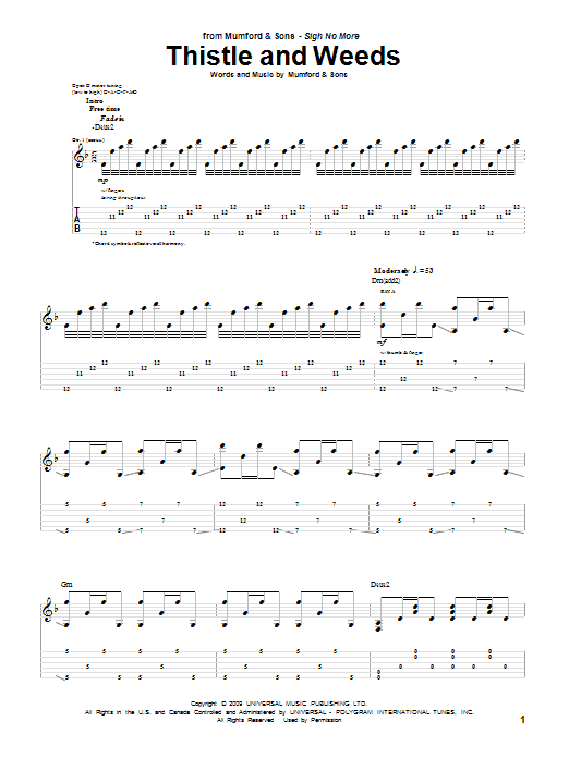 Download Mumford & Sons Thistle And Weeds Sheet Music and learn how to play Piano, Vocal & Guitar (Right-Hand Melody) PDF digital score in minutes