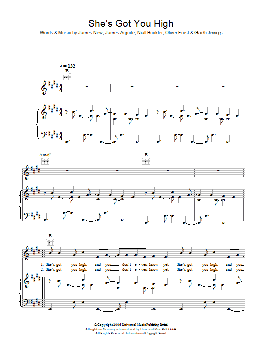 Download Mumm-Ra She's Got You High Sheet Music and learn how to play Piano, Vocal & Guitar PDF digital score in minutes