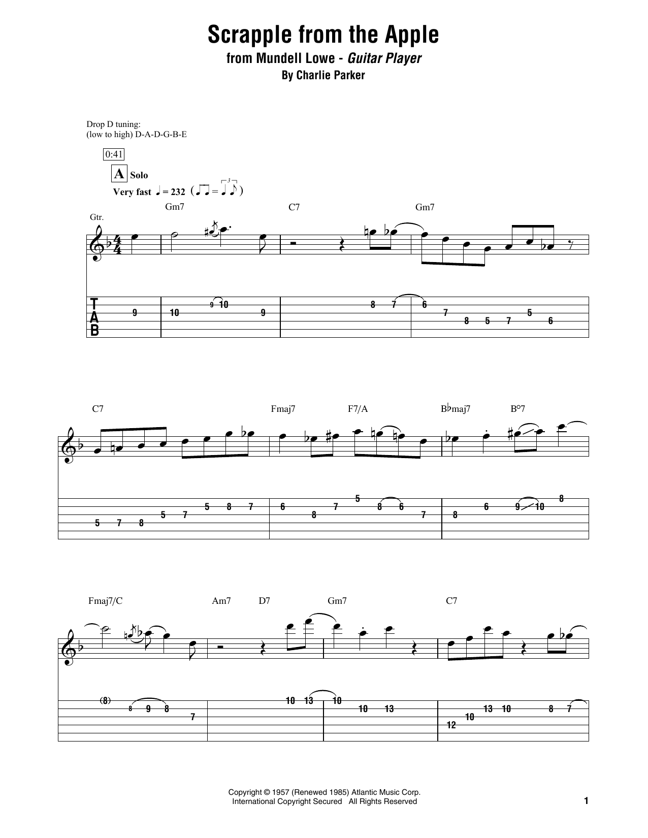 Download Mundell Low Scrapple From The Apple Sheet Music and learn how to play Electric Guitar Transcription PDF digital score in minutes