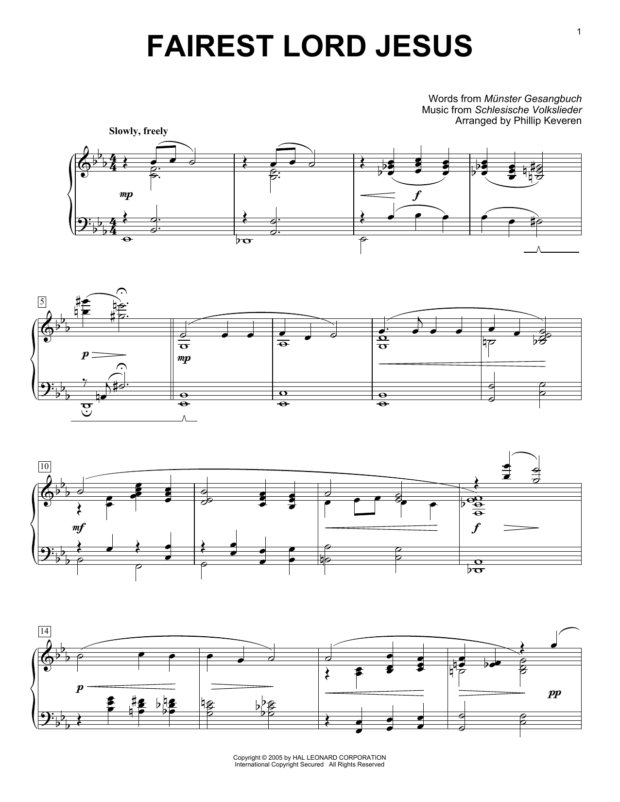 Download Munster Gesangbuch Fairest Lord Jesus Sheet Music and learn how to play Piano PDF digital score in minutes