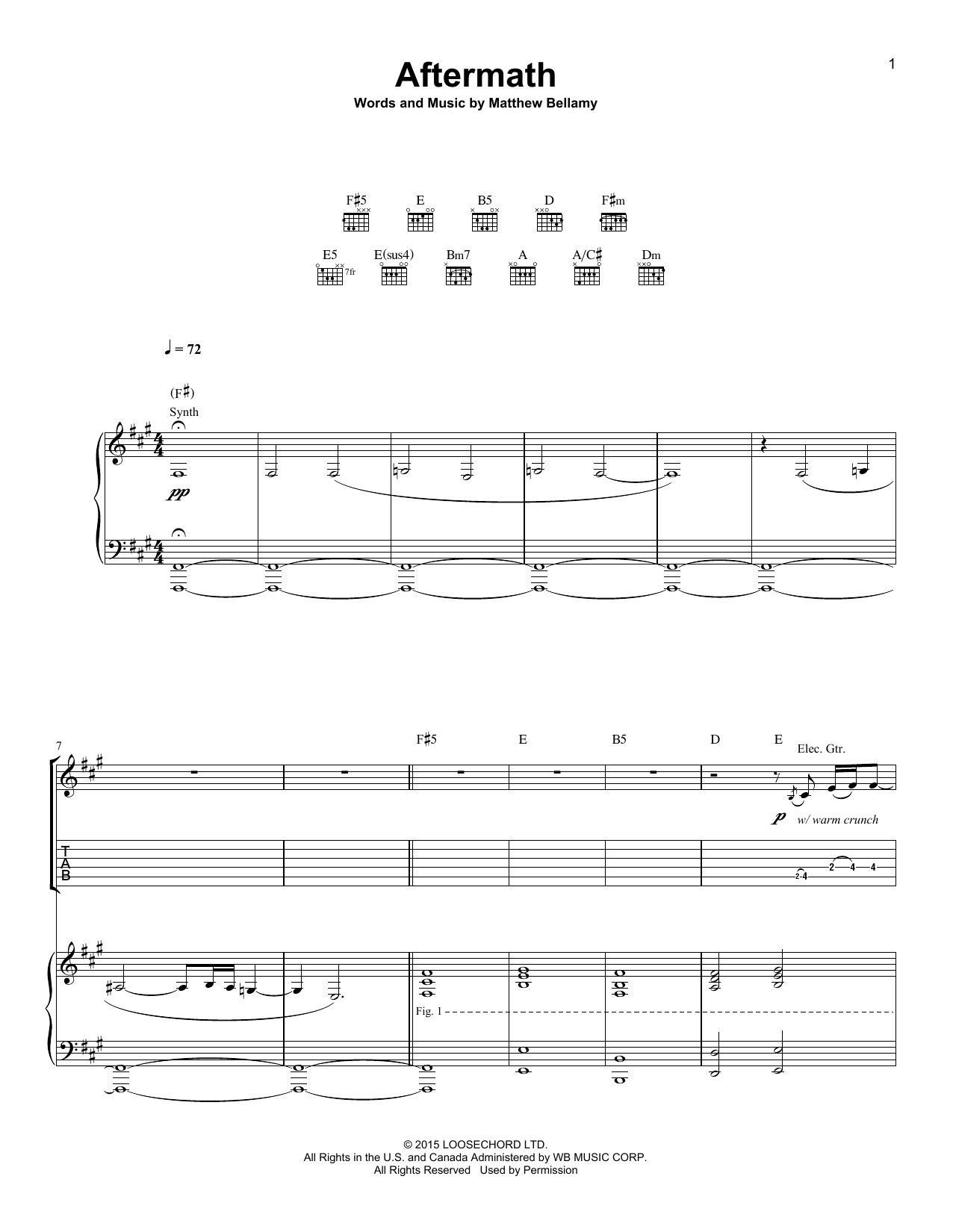 Download Muse Aftermath Sheet Music and learn how to play Guitar Tab PDF digital score in minutes