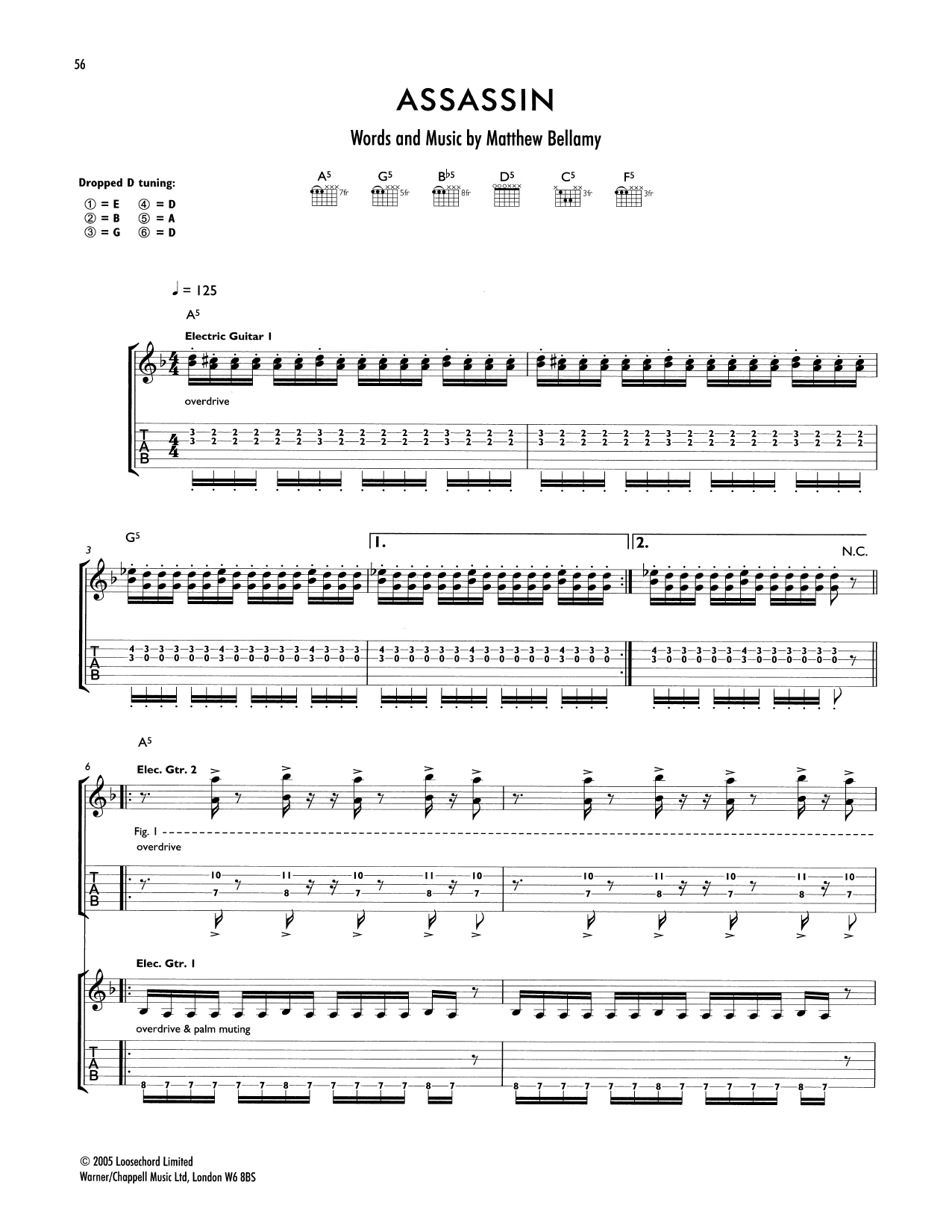 Download Muse Assassin Sheet Music and learn how to play Guitar Tab PDF digital score in minutes