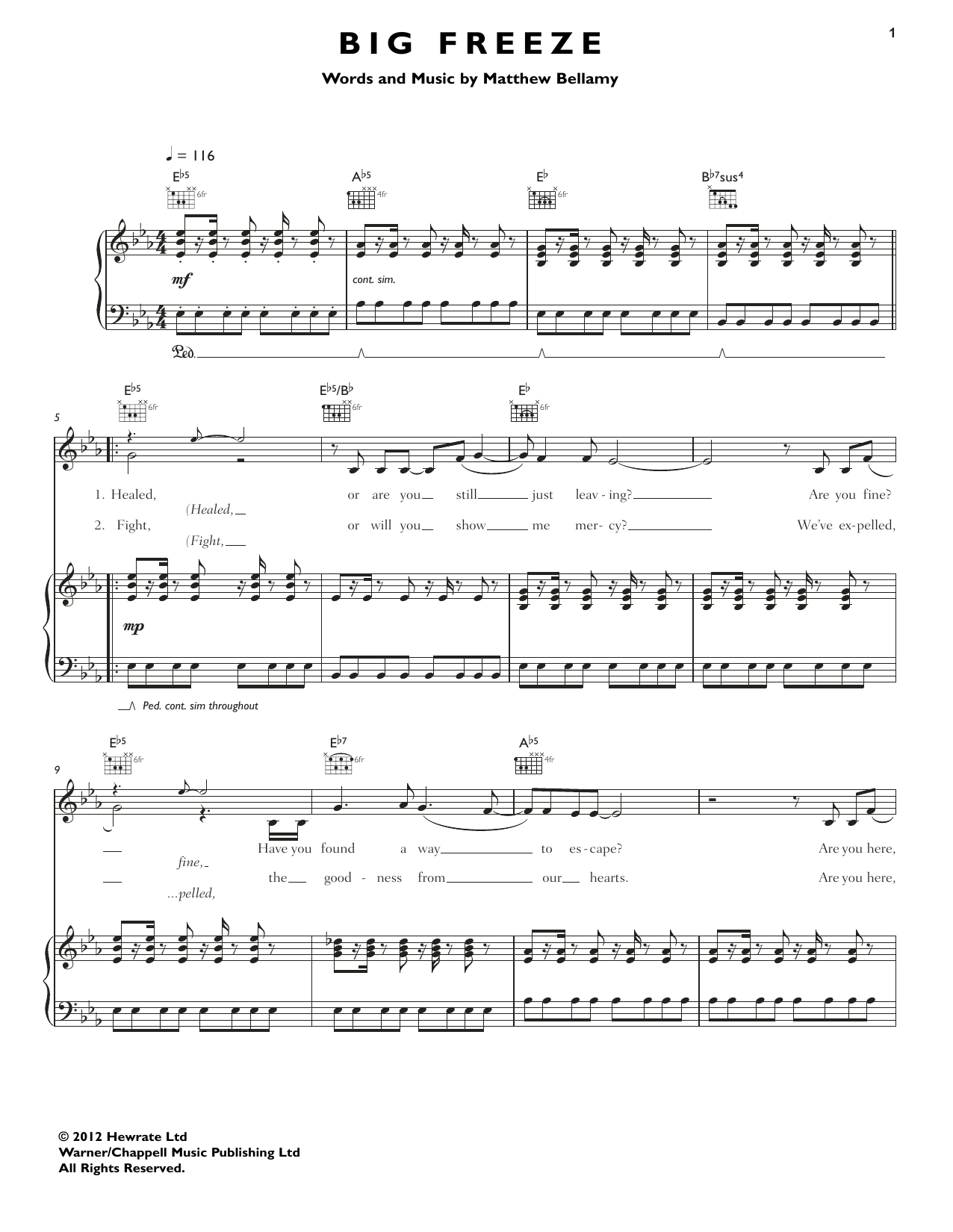 Download Muse Big Freeze Sheet Music and learn how to play Guitar Tab PDF digital score in minutes
