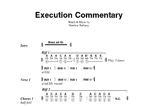 Download Muse Execution Commentary Sheet Music and learn how to play Guitar Chords/Lyrics PDF digital score in minutes