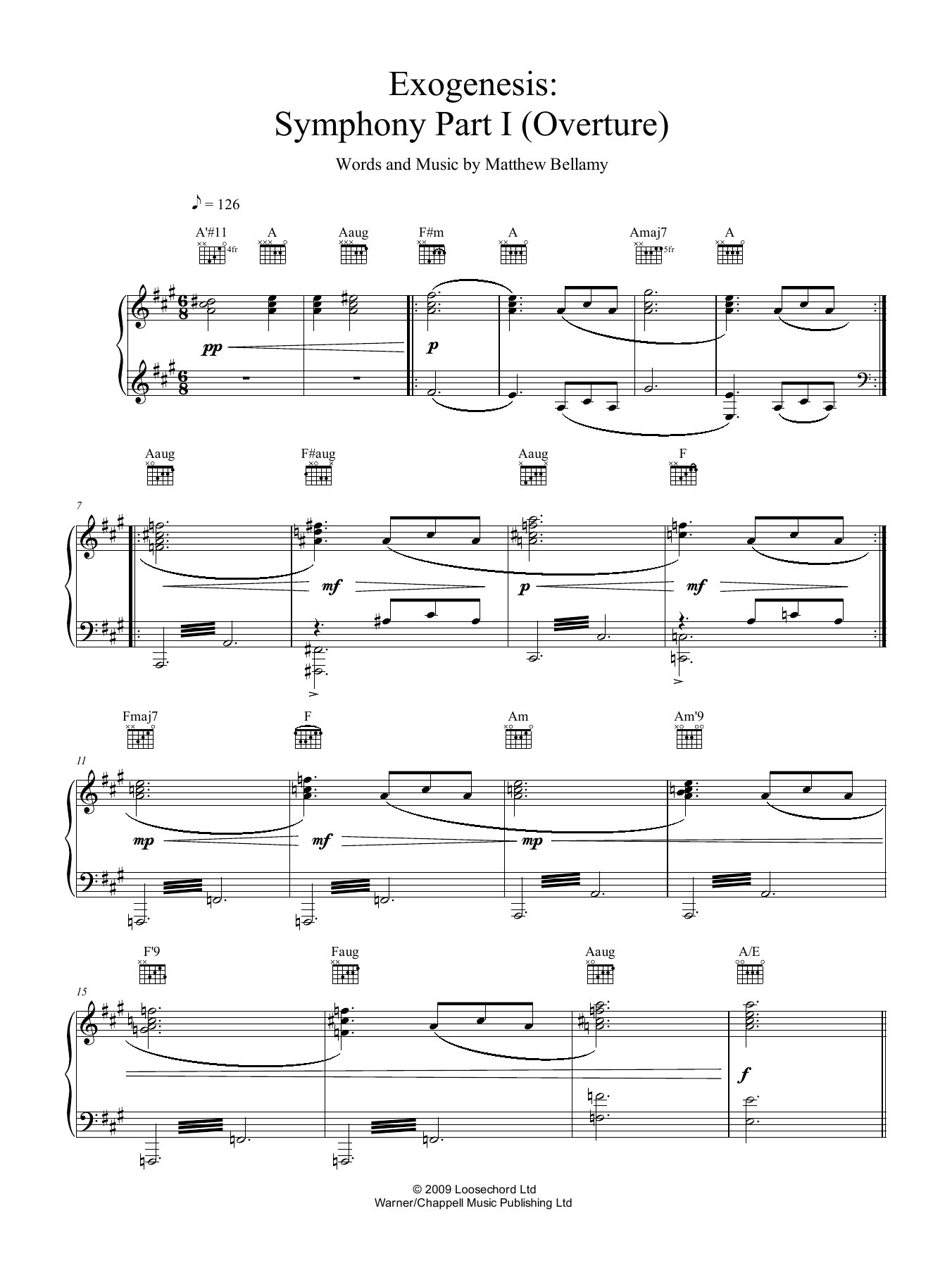 Download Muse Exogenesis: Symphony Part I (Overture) Sheet Music and learn how to play Piano, Vocal & Guitar (Right-Hand Melody) PDF digital score in minutes
