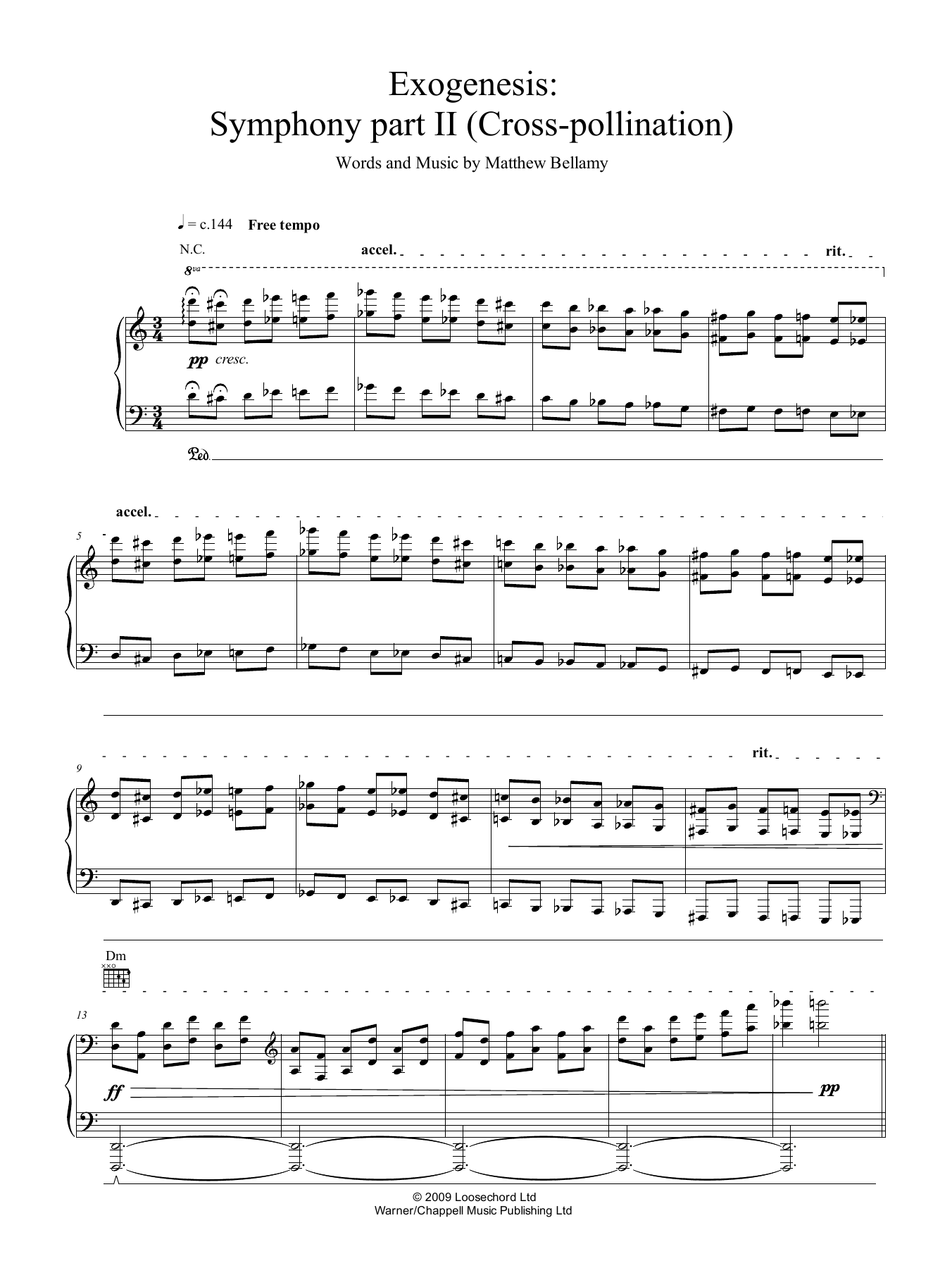 Download Muse Exogenesis: Symphony Part II (Cross Pollination) Sheet Music and learn how to play Piano, Vocal & Guitar (Right-Hand Melody) PDF digital score in minutes