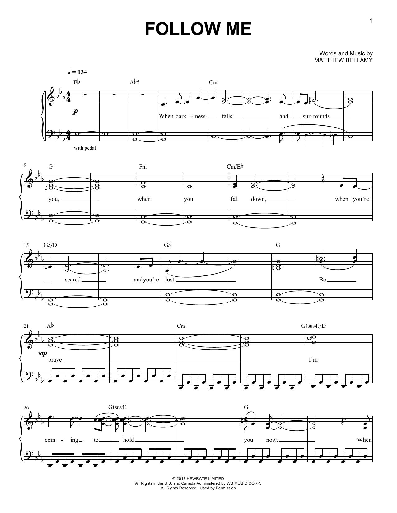 Download Muse Follow Me Sheet Music and learn how to play Guitar Tab PDF digital score in minutes