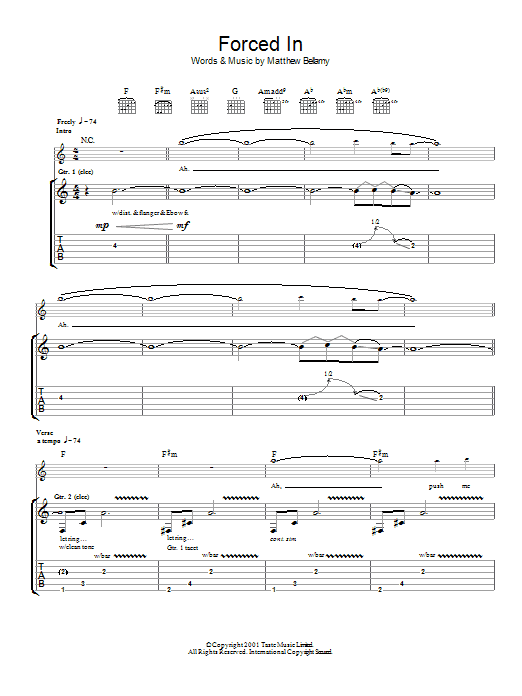 Download Muse Forced In Sheet Music and learn how to play Guitar Tab PDF digital score in minutes