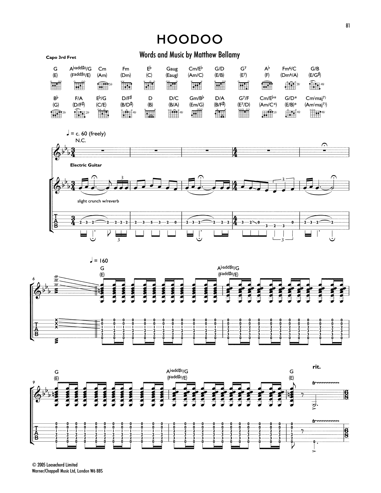 Download Muse Hoodoo Sheet Music and learn how to play Guitar Tab PDF digital score in minutes
