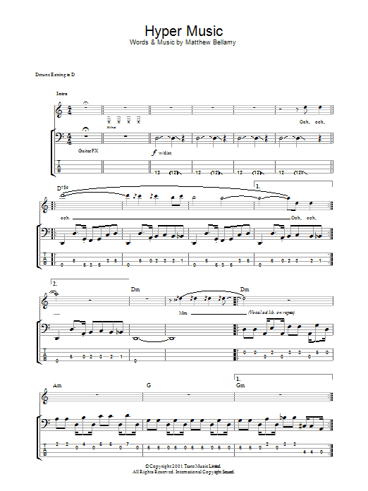 Download Muse Hyper Music Sheet Music and learn how to play Bass Guitar Tab PDF digital score in minutes