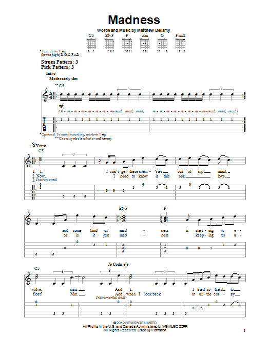 Download Muse Madness Sheet Music and learn how to play Easy Guitar Tab PDF digital score in minutes