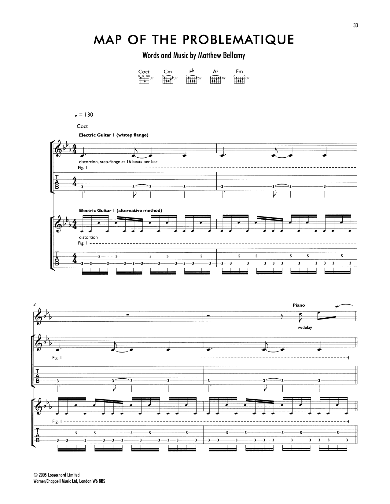 Map Of The Problematique Muse "Map Of The Problematique" Sheet Music Notes | Download Printable Pdf  Score 165277