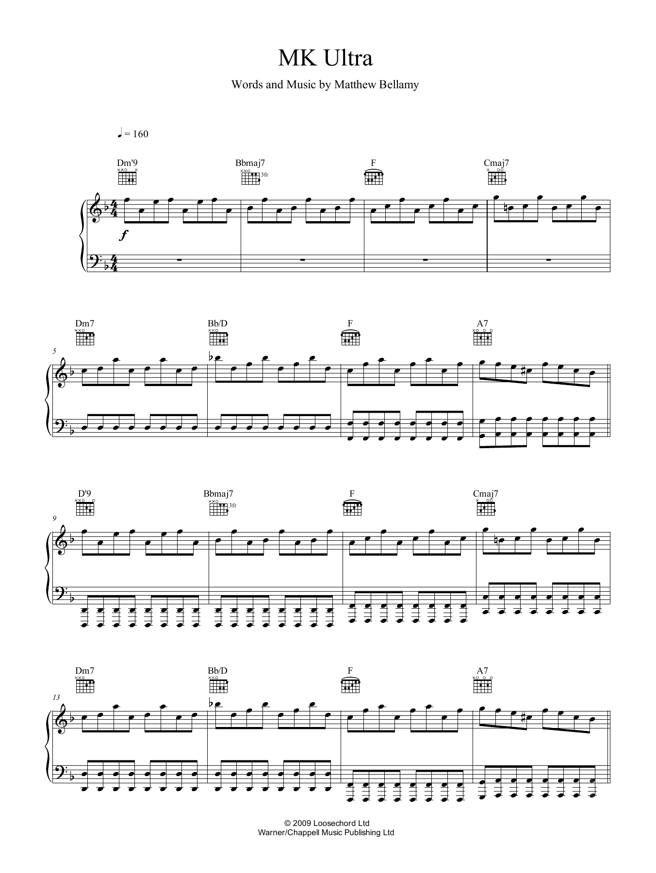 Download Muse MK Ultra Sheet Music and learn how to play Piano, Vocal & Guitar (Right-Hand Melody) PDF digital score in minutes