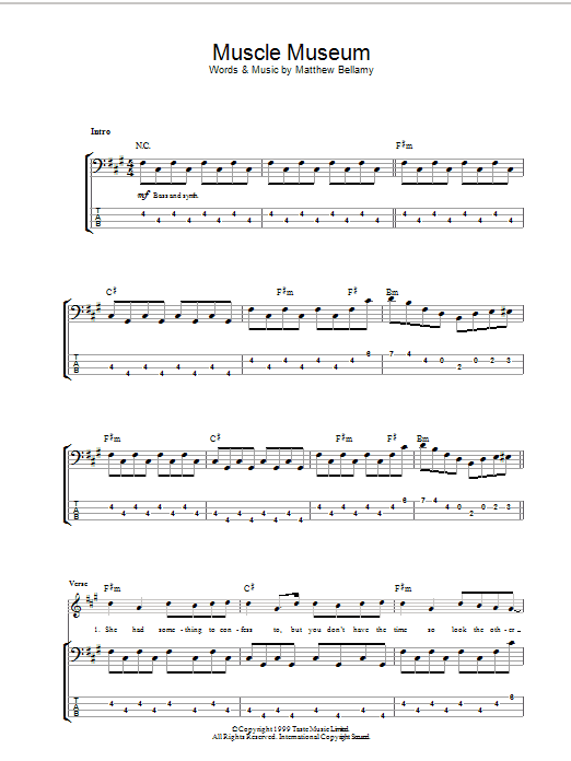 Download Muse Muscle Museum Sheet Music and learn how to play Bass Guitar Tab PDF digital score in minutes