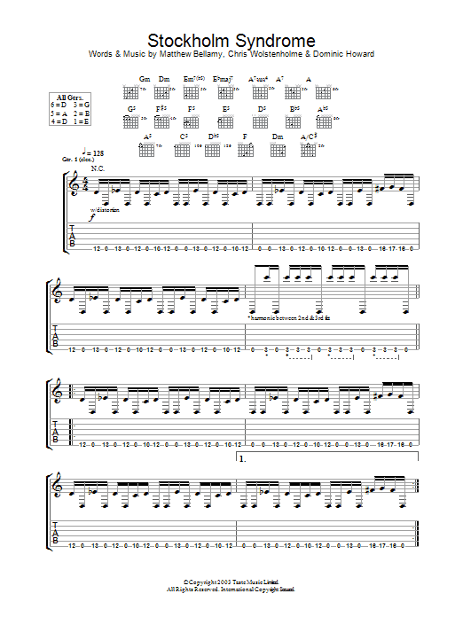 Download Muse Stockholm Syndrome Sheet Music and learn how to play Bass Guitar Tab PDF digital score in minutes