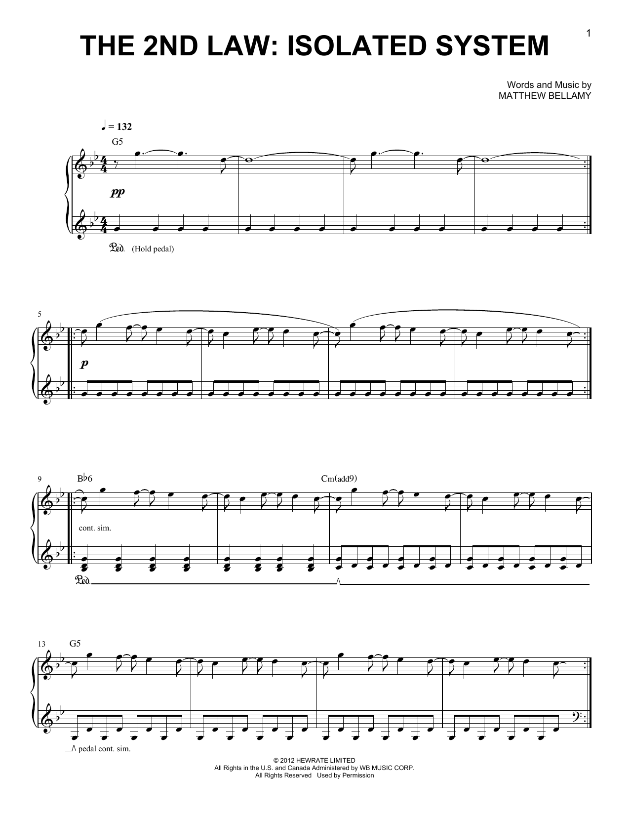 Download Muse The 2nd Law: Isolated System Sheet Music and learn how to play Piano, Vocal & Guitar (Right-Hand Melody) PDF digital score in minutes