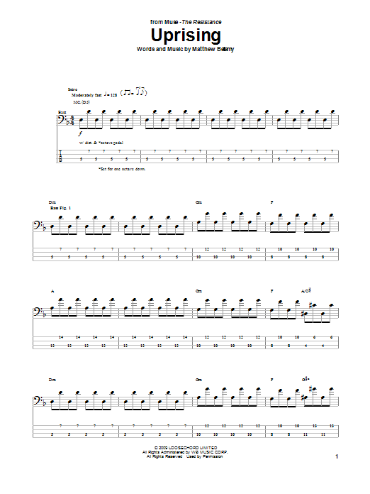 Download Muse Uprising Sheet Music and learn how to play Easy Guitar PDF digital score in minutes