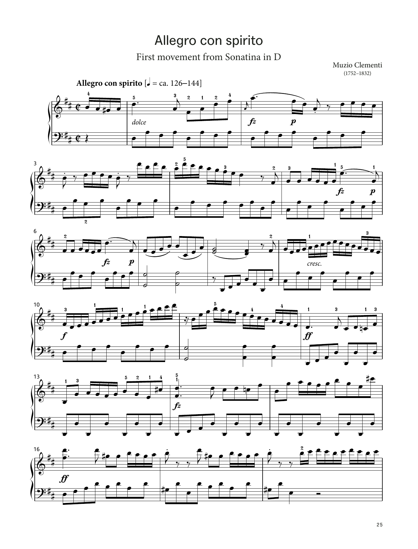 Download Muzio Clementi Allegro con spirito (LCME Piano 2018 Grade 6 List A) Sheet Music and learn how to play Piano Solo PDF digital score in minutes