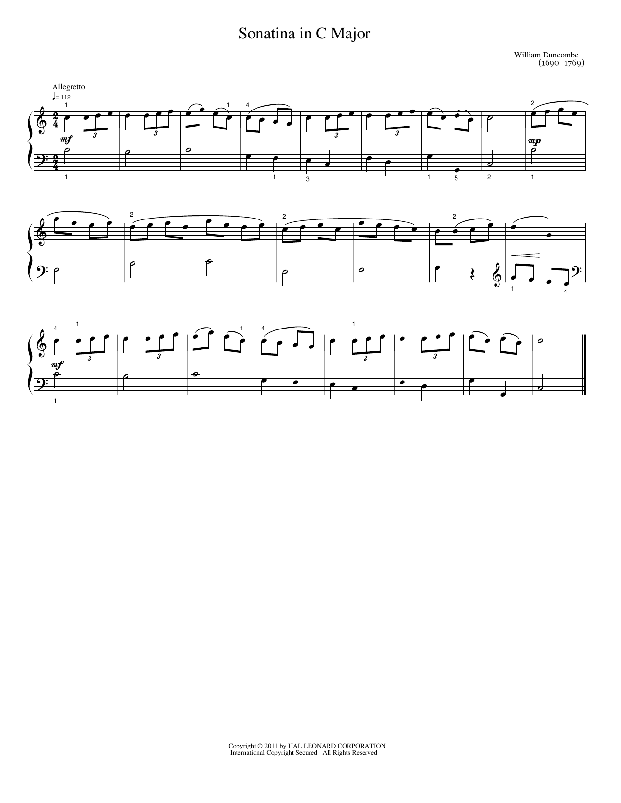 Download Muzio Clementi Sonatina in C Sheet Music and learn how to play Easy Piano PDF digital score in minutes