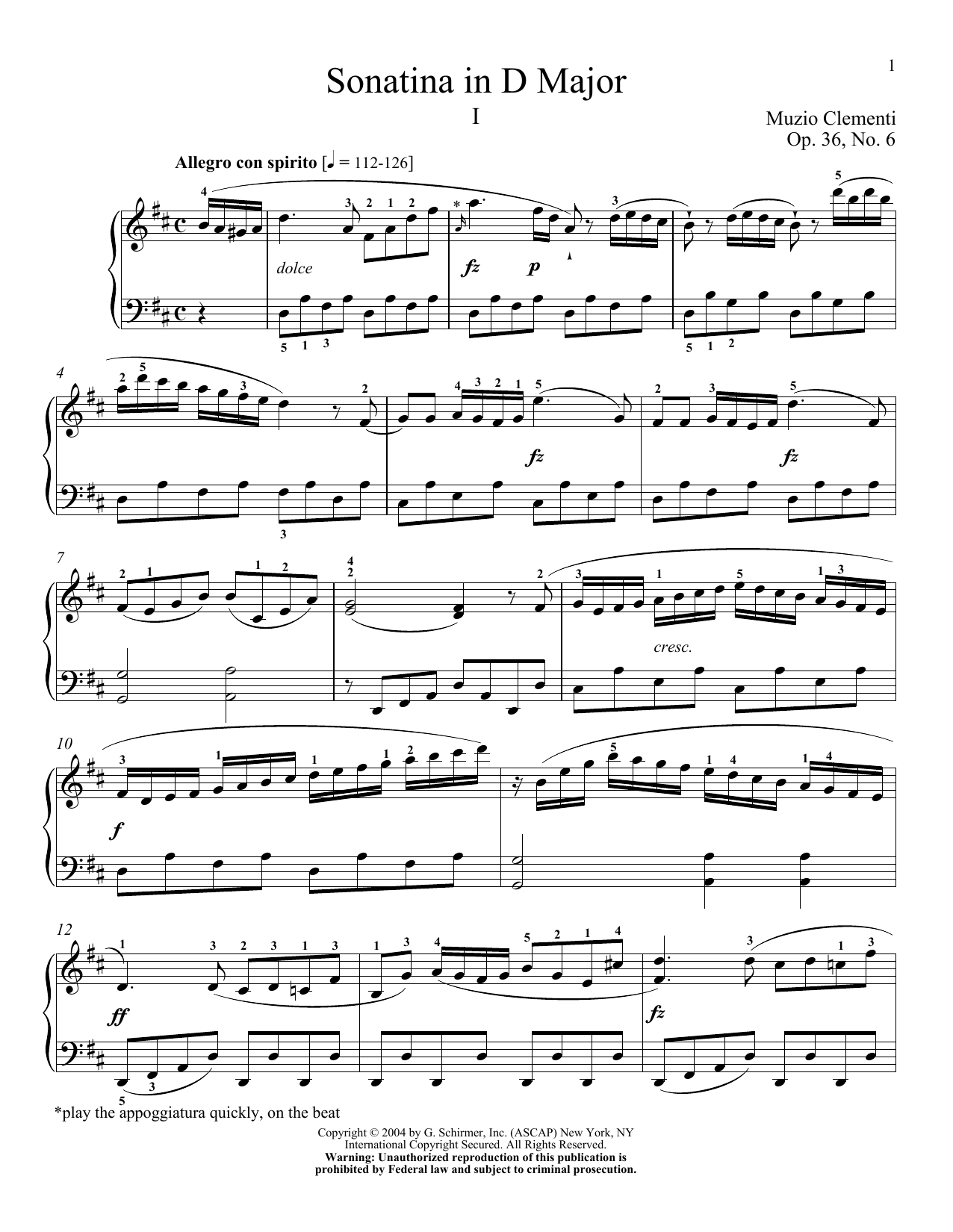 Download Muzio Clementi Sonatina In D Major, Op. 36, No. 6 Sheet Music and learn how to play Piano PDF digital score in minutes