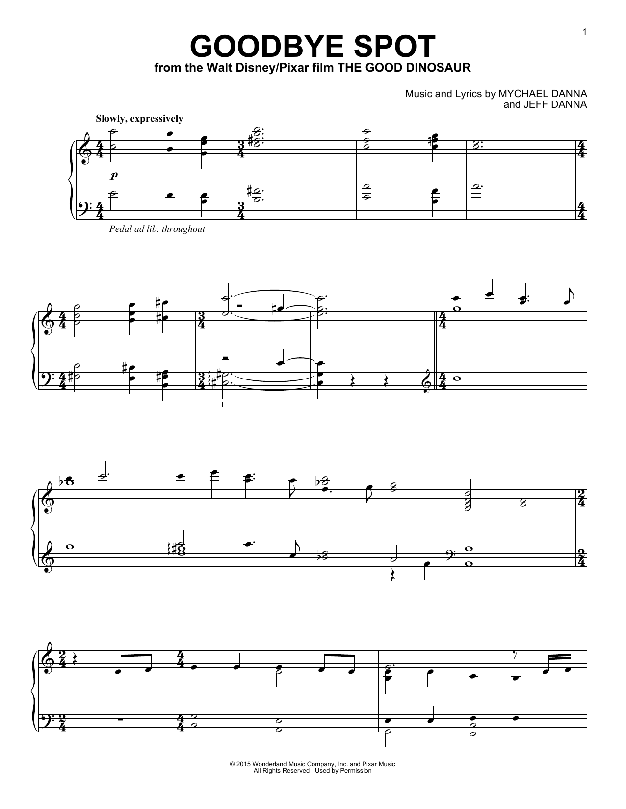 Download Mychael & Jeff Danna Goodbye Spot Sheet Music and learn how to play Piano PDF digital score in minutes