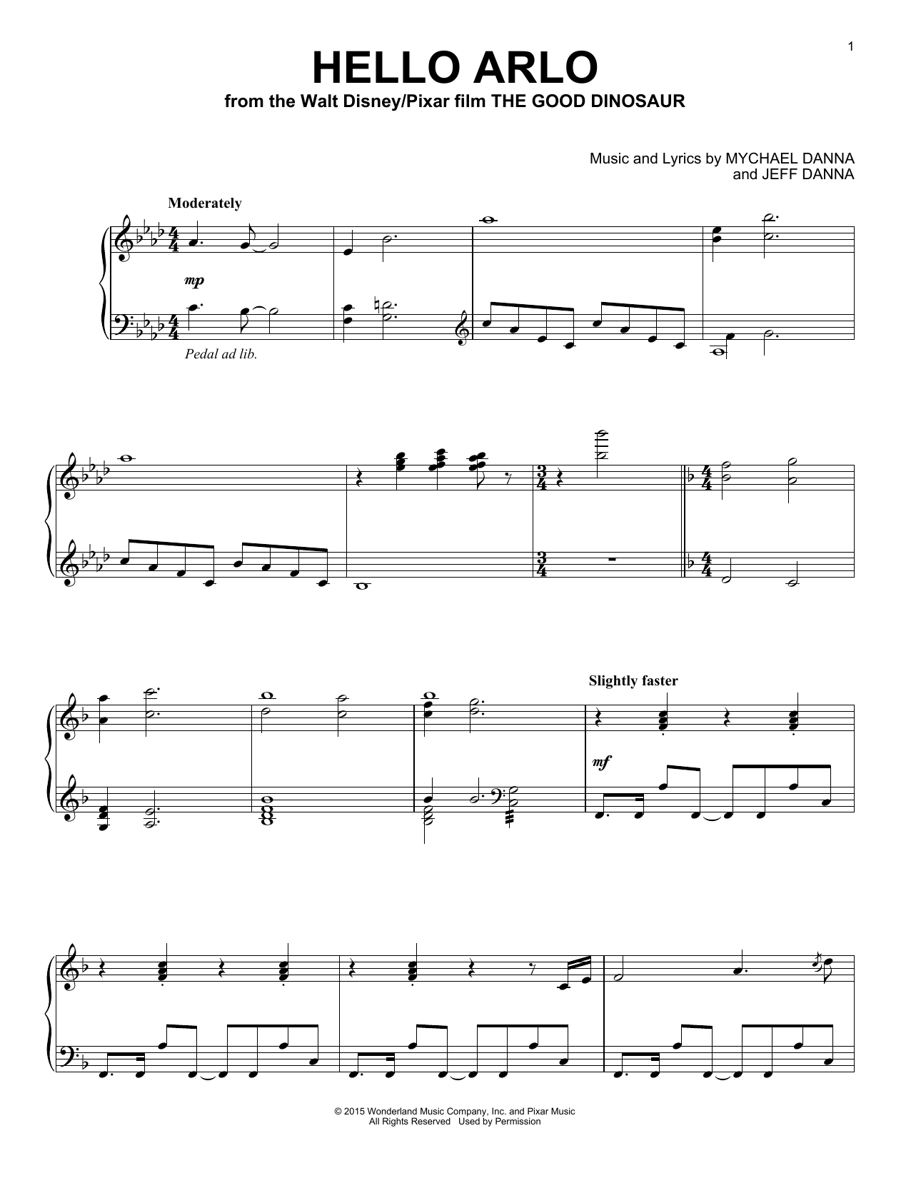 Download Mychael & Jeff Danna Hello Arlo Sheet Music and learn how to play Piano PDF digital score in minutes