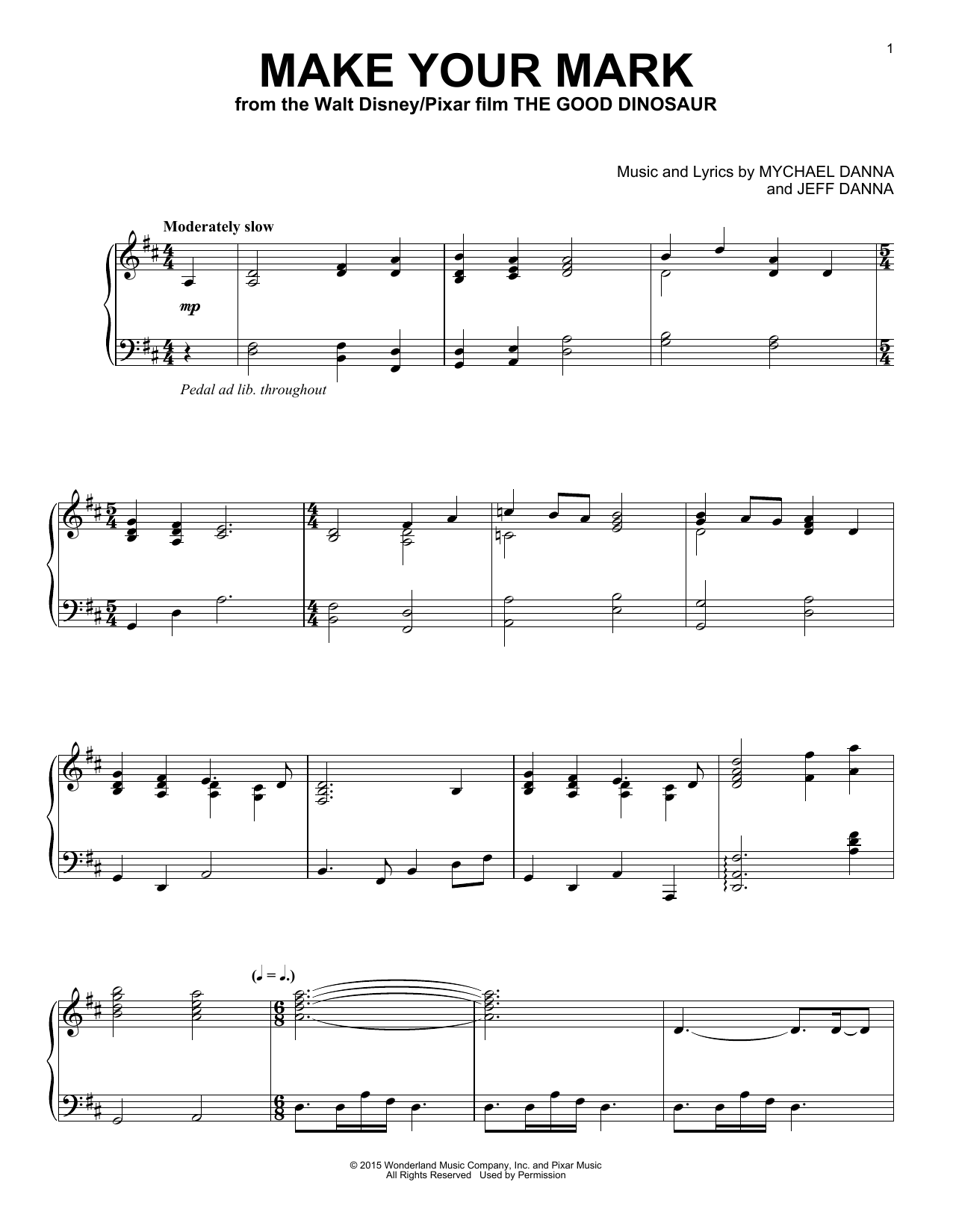 Download Mychael & Jeff Danna Make Your Mark Sheet Music and learn how to play Piano PDF digital score in minutes