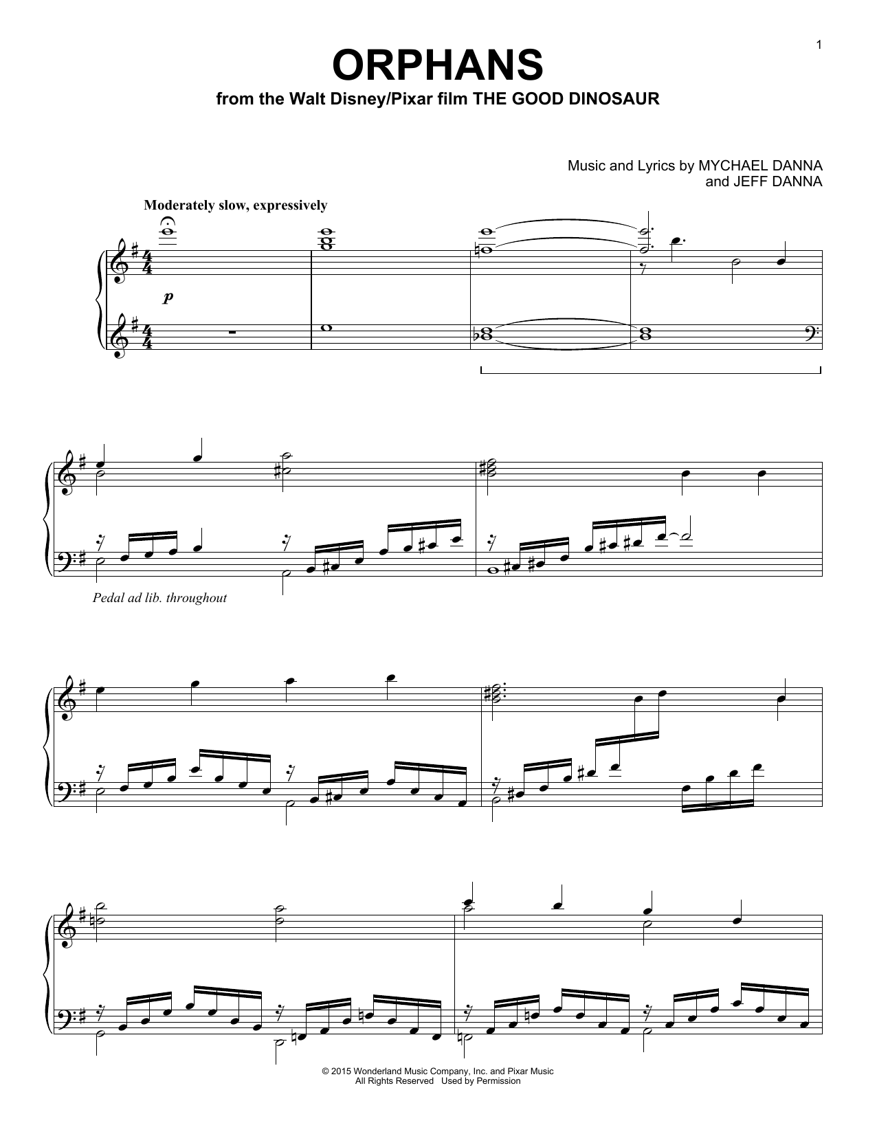 Download Mychael & Jeff Danna Orphans Sheet Music and learn how to play Piano PDF digital score in minutes