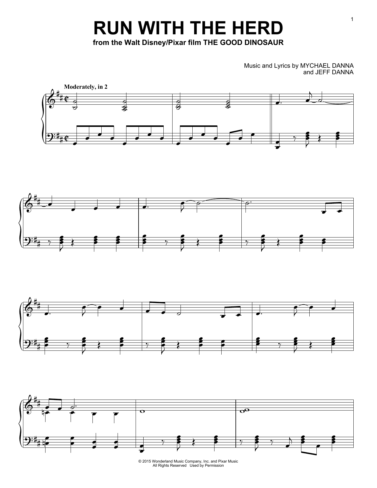 Download Mychael & Jeff Danna Run With The Herd Sheet Music and learn how to play Piano PDF digital score in minutes