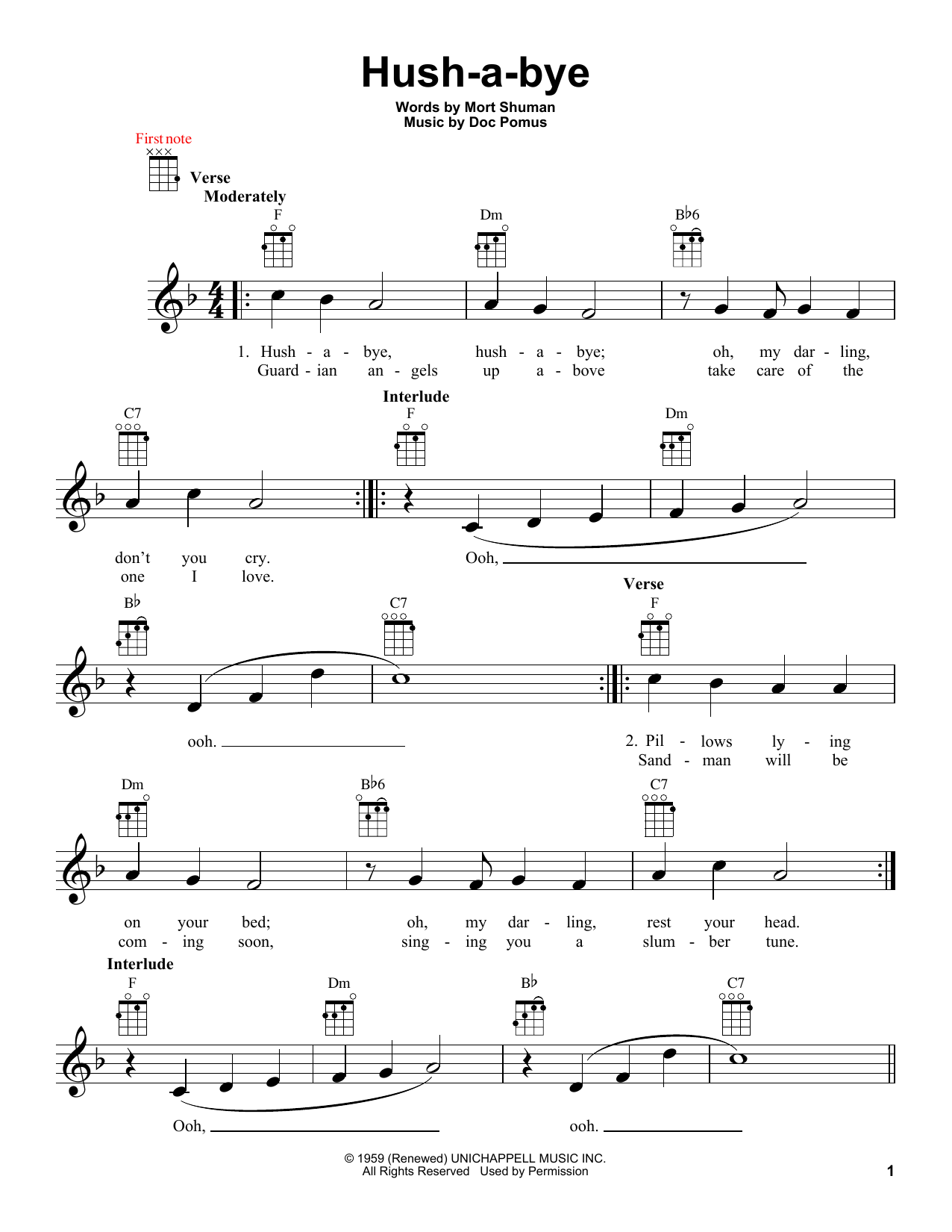 Download Mystics Hush-a-bye Sheet Music and learn how to play Chord Buddy PDF digital score in minutes