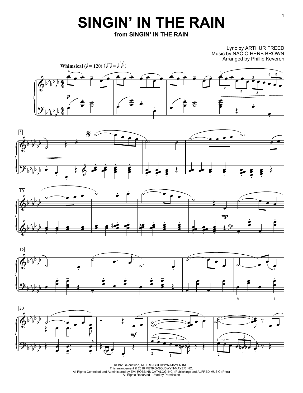 Download Phillip Keveren Singin' In The Rain Sheet Music and learn how to play Piano PDF digital score in minutes