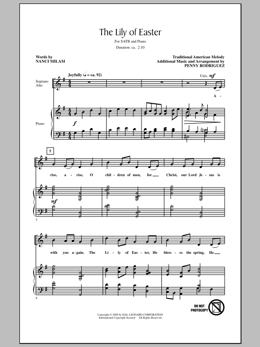 Download Nanci Milam The Lily Of Easter Sheet Music and learn how to play SATB Choir PDF digital score in minutes