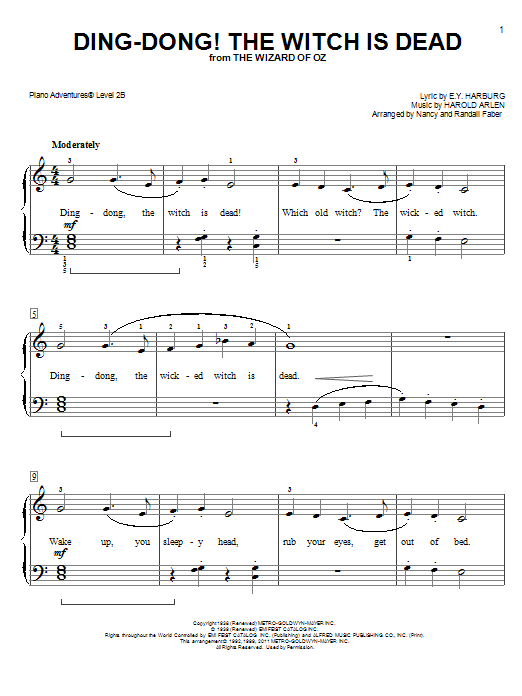 Download Nancy and Randall Faber Ding-Dong! The Witch is Dead Sheet Music and learn how to play Piano Adventures PDF digital score in minutes