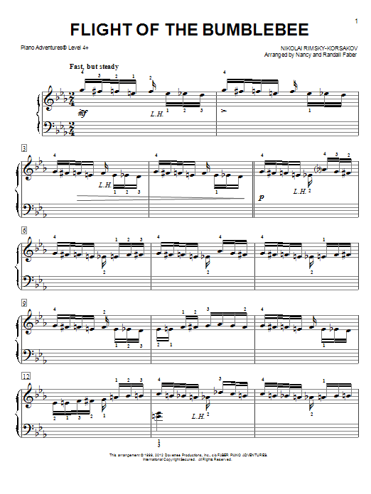 Download Nancy and Randall Faber Flight of the Bumblebee Sheet Music and learn how to play Piano Adventures PDF digital score in minutes