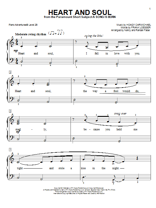 Download Nancy and Randall Faber Heart and Soul Sheet Music and learn how to play Piano Adventures PDF digital score in minutes