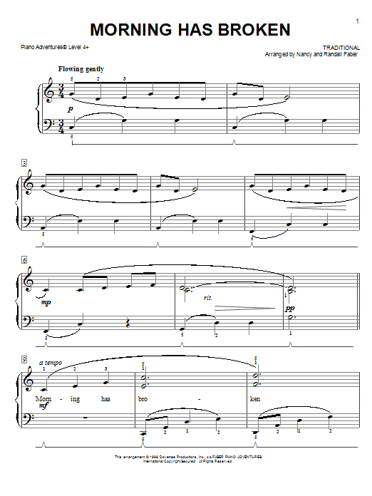 Download Nancy and Randall Faber Morning Has Broken Sheet Music and learn how to play Piano Adventures PDF digital score in minutes