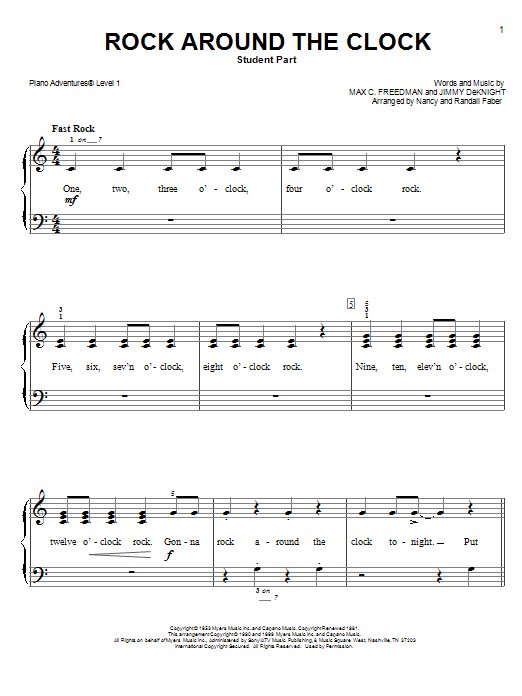 Download Nancy and Randall Faber Rock around the Clock Sheet Music and learn how to play Piano Adventures PDF digital score in minutes