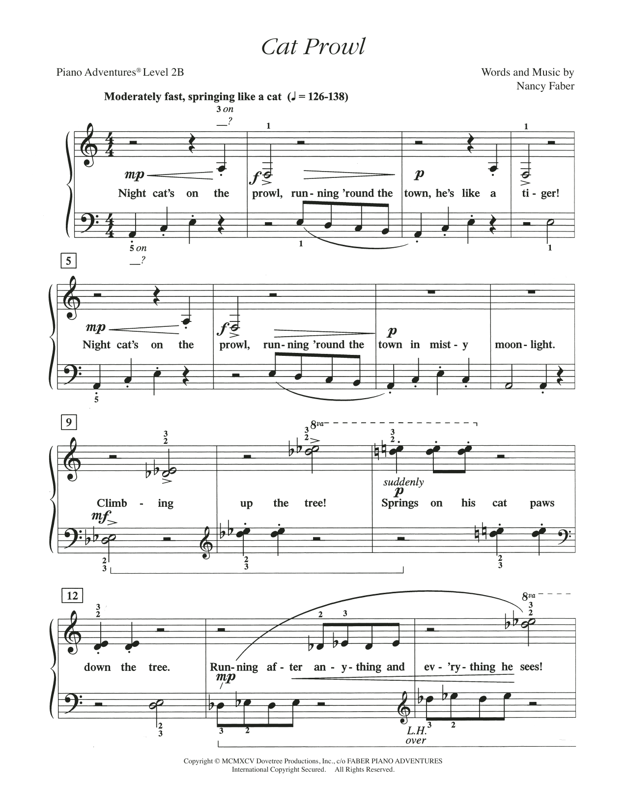 Download Nancy Faber Cat Prowl Sheet Music and learn how to play Piano Adventures PDF digital score in minutes