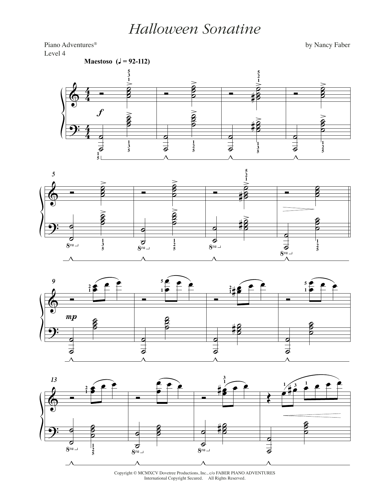 Download Nancy Faber Halloween Sonatine Sheet Music and learn how to play Piano Adventures PDF digital score in minutes