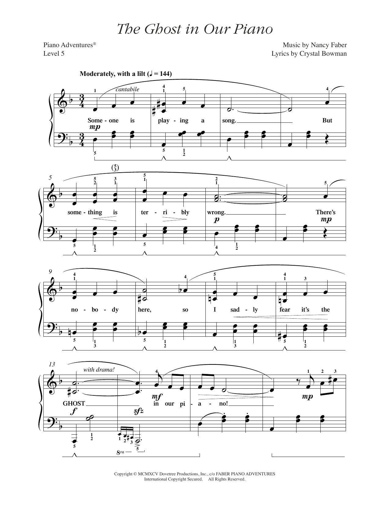 Download Nancy Faber The Ghost in Our Piano Sheet Music and learn how to play Piano Adventures PDF digital score in minutes