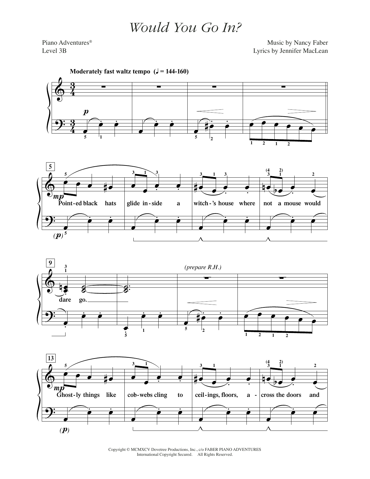 Download Nancy Faber Would You Go In? Sheet Music and learn how to play Piano Adventures PDF digital score in minutes