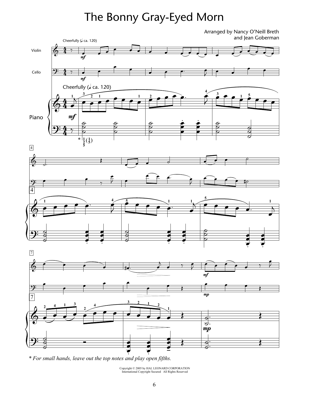 Download Nancy O'Neill Breth & Jean Goberman The Bonny Gray-Eyed Morn Sheet Music and learn how to play Educational Piano Ensemble PDF digital score in minutes