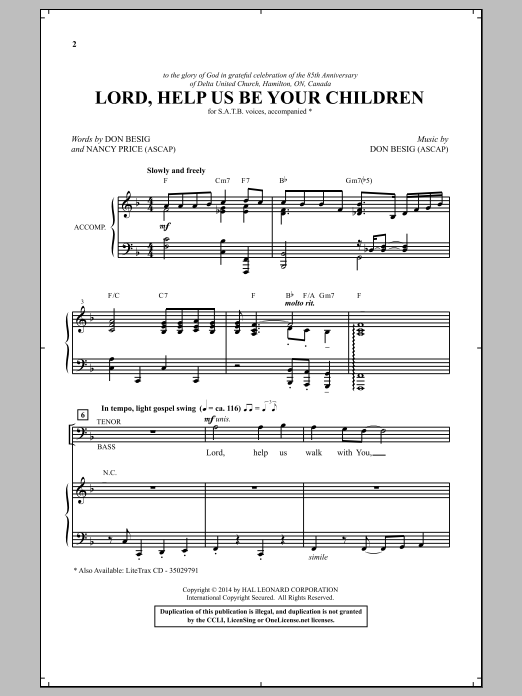 Download Nancy Price Lord, Help Us Be Your Children Sheet Music and learn how to play SATB PDF digital score in minutes