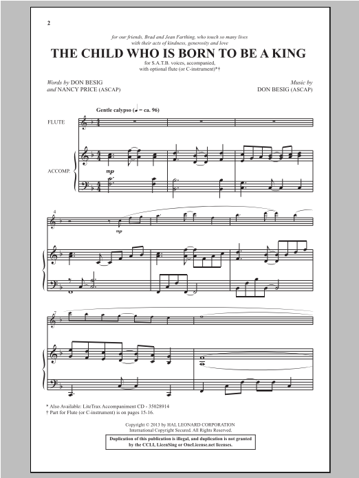 Download Don Besig The Child Who Is Born To Be A King Sheet Music and learn how to play SATB PDF digital score in minutes