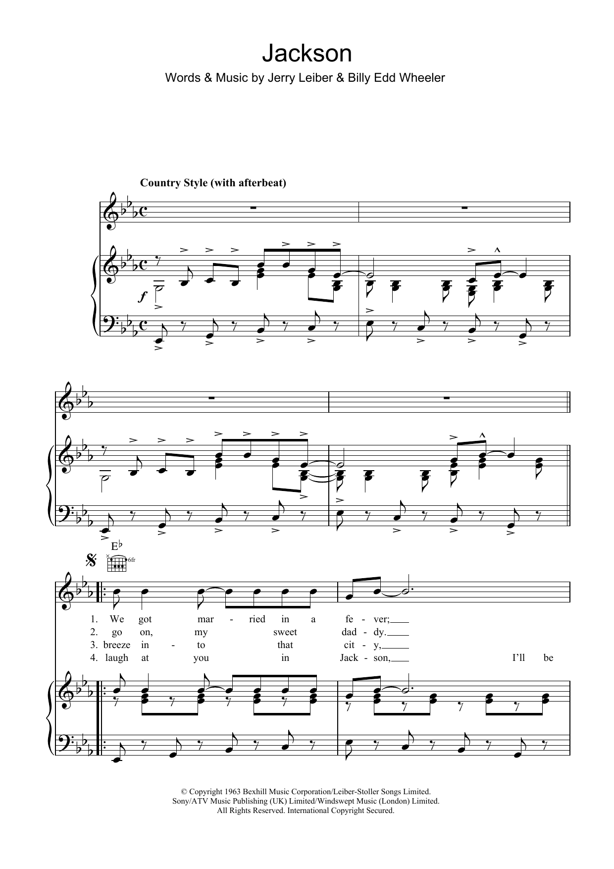 Download Nancy Sinatra Jackson Sheet Music and learn how to play Piano, Vocal & Guitar (Right-Hand Melody) PDF digital score in minutes