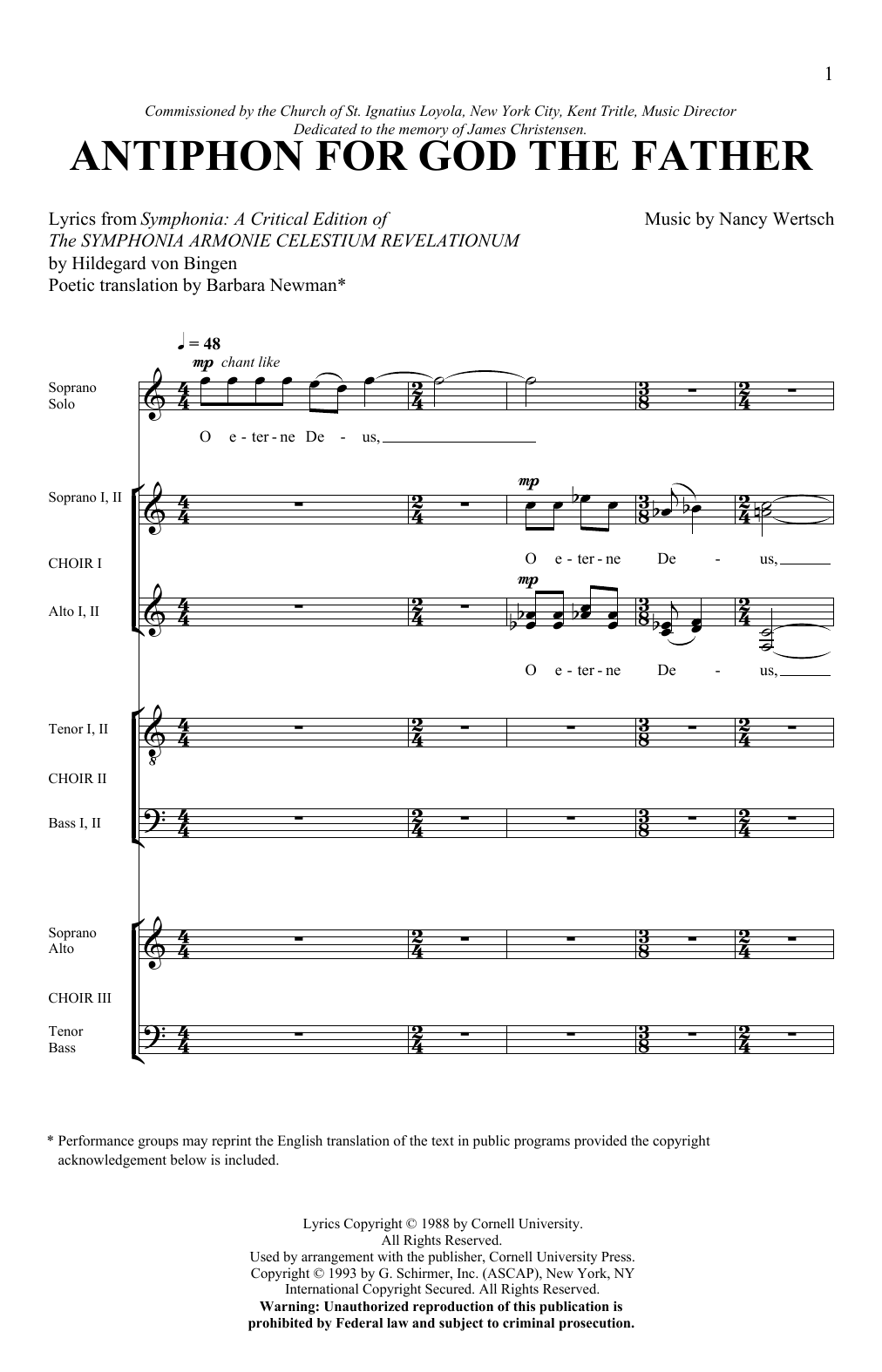 Download Nancy Wertsch Antiphon For God The Father Sheet Music and learn how to play SATB Choir PDF digital score in minutes
