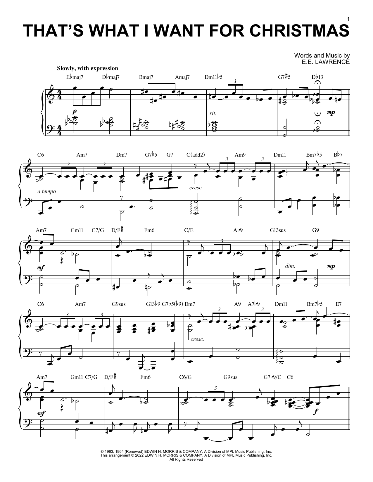 Download Nancy Wilson That's What I Want For Christmas (arr. Brent Edstrom) Sheet Music and learn how to play Piano Solo PDF digital score in minutes