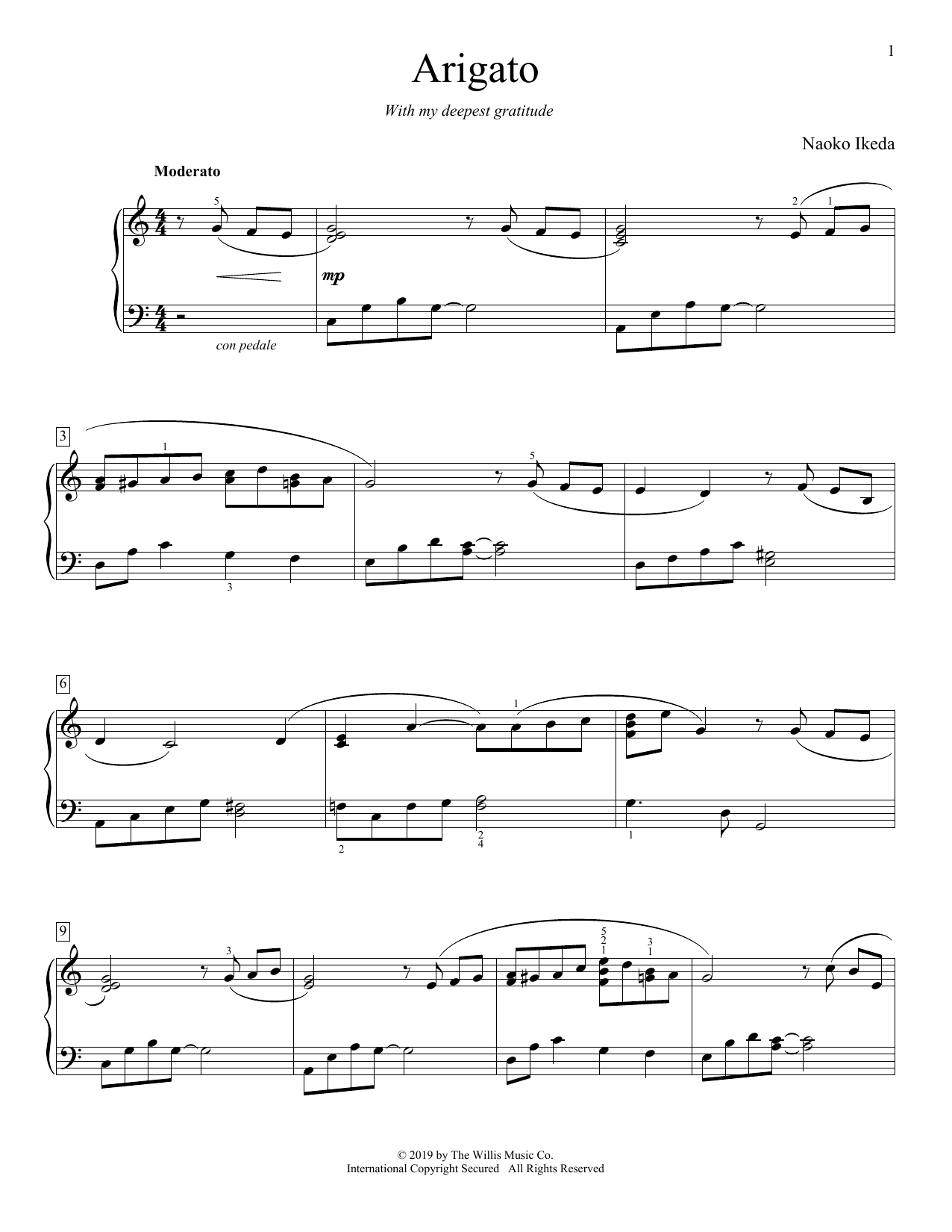Download Naoko Ikeda Arigato Sheet Music and learn how to play Educational Piano PDF digital score in minutes